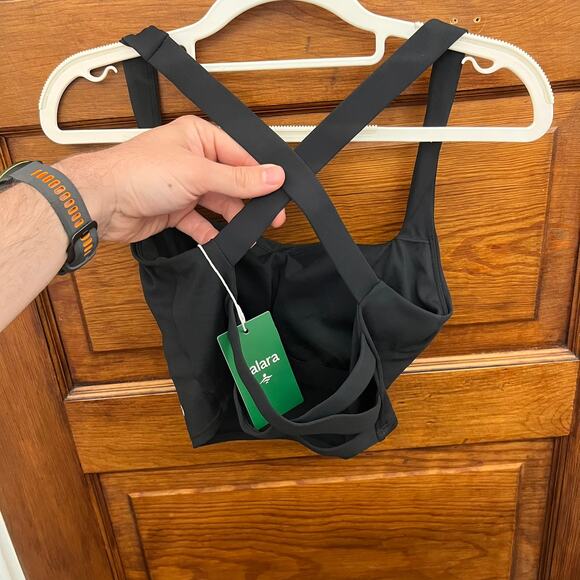 Halara sz S NWT Softlyzero Airy Square Neck Black Crisscross Cropped Tank Top - Picture 7 of 15